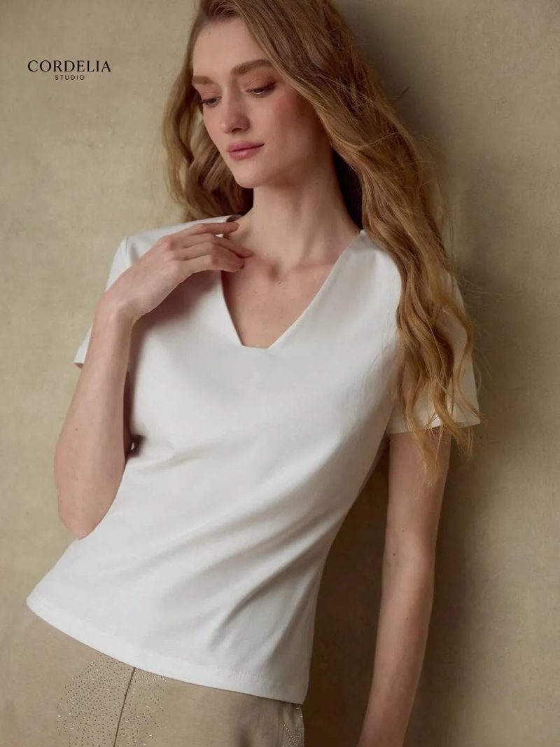 Blusa escote V manga corta