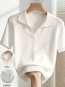Blusa polo de punto fino manga corta