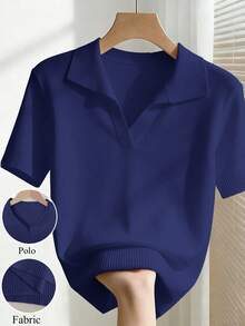 Blusa polo de punto fino manga corta