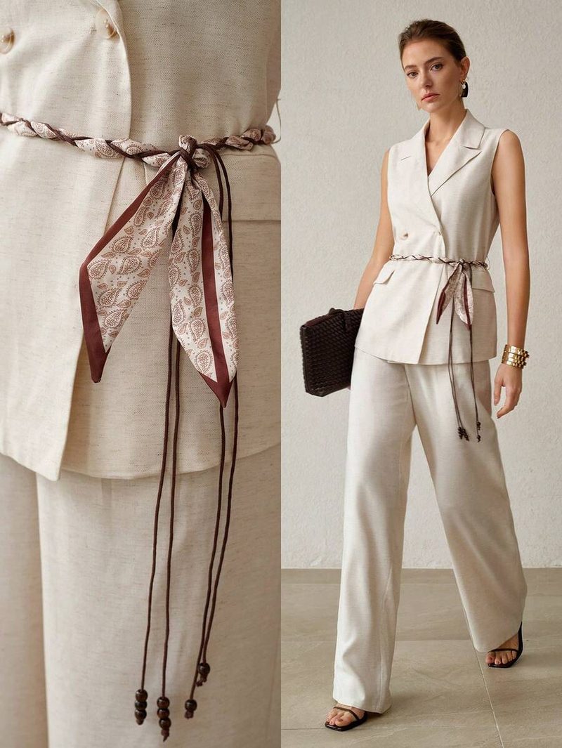Set chaleco sin mangas y pantalón wide leg