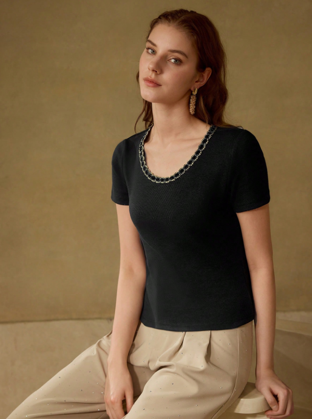 Blusa con ribete de contraste