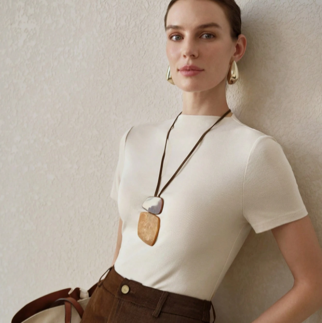 Blusa ajustada cuello embudo