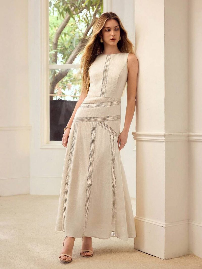 Vestido de lino 100% media longitud